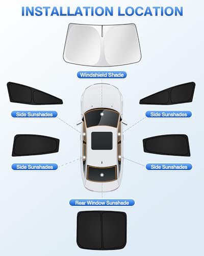 Image of Canvcle Sunshades for Toyota Prius 2023-2025 2026 Accessories Windshield Sun Shade Side Rear Window Shade Cover Sun Visor Shield Privacy Protection Keep Vehicle Cool Black 6PCS
