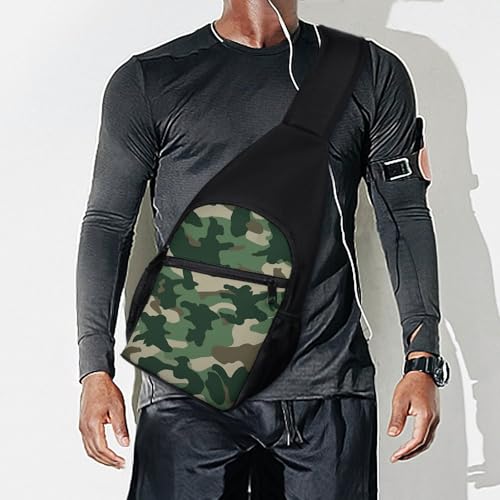 Bolso tipo sling camuflado verde para senderismo y viajes miniatura 7