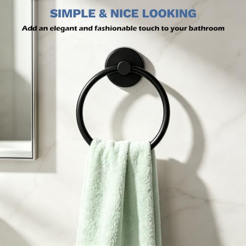 Image of SetSail Suction Cup Towel Holder,Vacuum Towel Ring,Matte Black