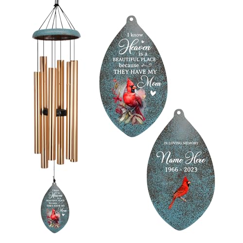 Image of ASTARIN Personalized Name 35 inch Memorial Wind Chimes for Outside, Metal Sympathy Gifts for Loss of Mother Father Loved One, Bereavement Wind Chime in Memory Gift, Decor Outdoor Garden,Produced in Texas