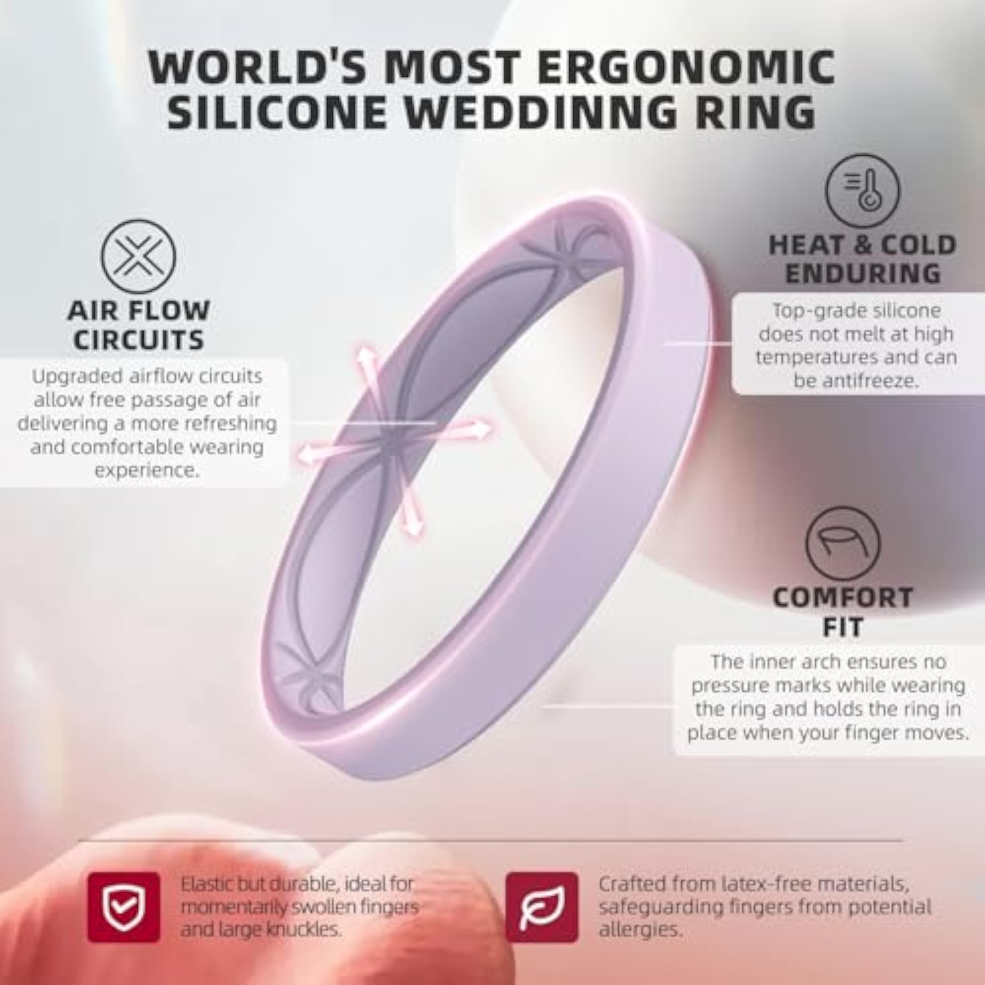 Women's Silicone Stackable Rubber Wedding Bands, Thin