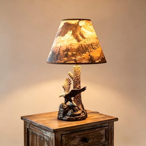 Trsenfsvar FVintage Eagle Resin Table Lamp 14.25 H 9 W Shade 3D Sculpture Base Free LED Bulb Included for Home Decor
