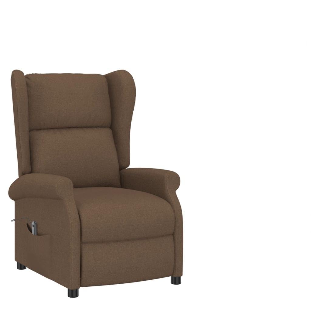 Sillón Orejero Reclinable Eléctrico Tela Marrón | 3 Posiciones Reclinables, Control Manual 2 Botones, Estructura Madera y Metal, Asiento Acolchado