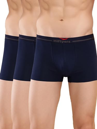 Image of HiFlyers Men's Cotton Spandex Odour-Free, Long Lasting Comfort, All Day Fresh and Confidence Dark Knight Collection Solid Trunks