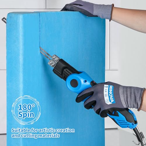 MINOVA 250W AC Rotatable Electric Hot Knife, 6 Blades Foam Cutter Cutting Tool Kit, Full-body Air Cooling System Foam Cutter with Heavy-Duty Case for EPP, EPS, XPS, EVA, EPE, PU, KT Board, Sponge - Image 3