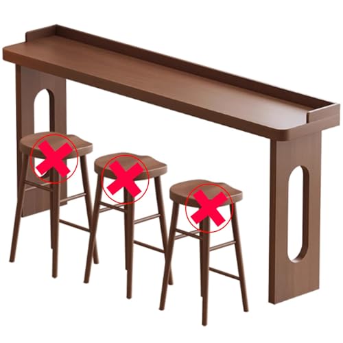 LLNWDNB Mesa de Bar Alta de Madera Maciza Tablero de 5 cm de Grosor Diseño Ovalado y Patas Estables para Cocina, Salón, Isla De Cocina O Oficina A,140CM