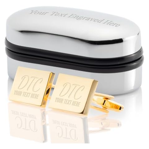 Personalised Gold Plated Cufflinks with Case Cover
