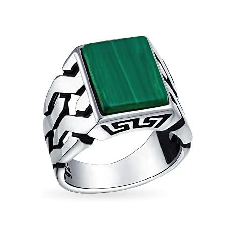 Anillo Malaquita Rectángulo Plata Ley Cover