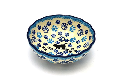 Polish Pottery Bowl - Shallow Scalloped - Small - Boo Boo Kitty