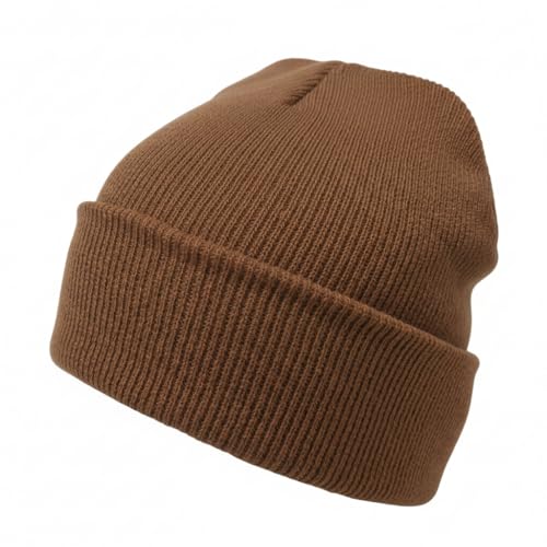 Komonee Beanie Hat Plain Brown Soft Comfortable Casual for Men Women Warm Knitted Winter Woolly Skully Ski Headwear Stretchy Thermal Unisex Cap Perfect for Daily Wear Outdoor Sports and Hiking