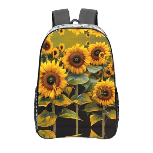 Sac à dos transparent pour le travail avec poches pratiques et design fleuri