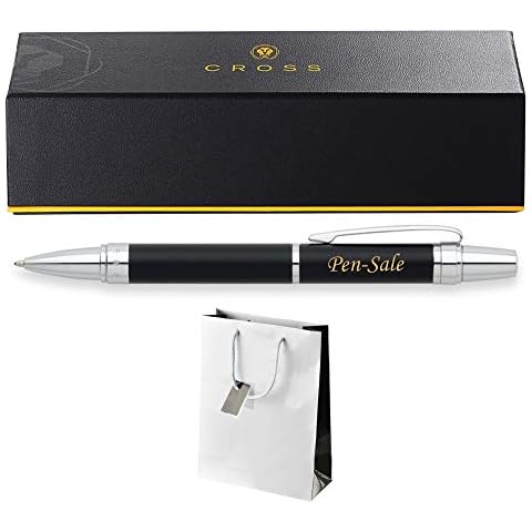 Personalised Engraved Cross Nile Satin Ball Pen with Black Ink Gift Boxed in a Classy Gift Bag - Custom Gifts for Christmas, Great Holiday Present - Enter Your Custom Text (Black) Cover