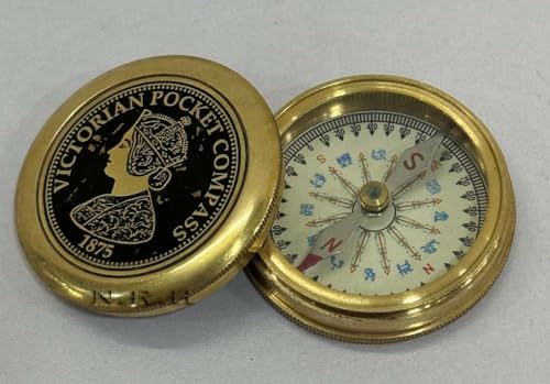 Brújula de bolsillo de latón vintage para camping y senderismo miniatura 1