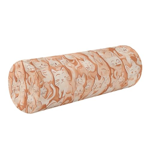 GuoChe Almohada de rodilla para piernas, diseño de gatos dulces, color naranja, funda de almohada enrollable de 5.5 x 17 pulgadas, almohada redonda para silla, almohada cilíndrica para el cuerpo,