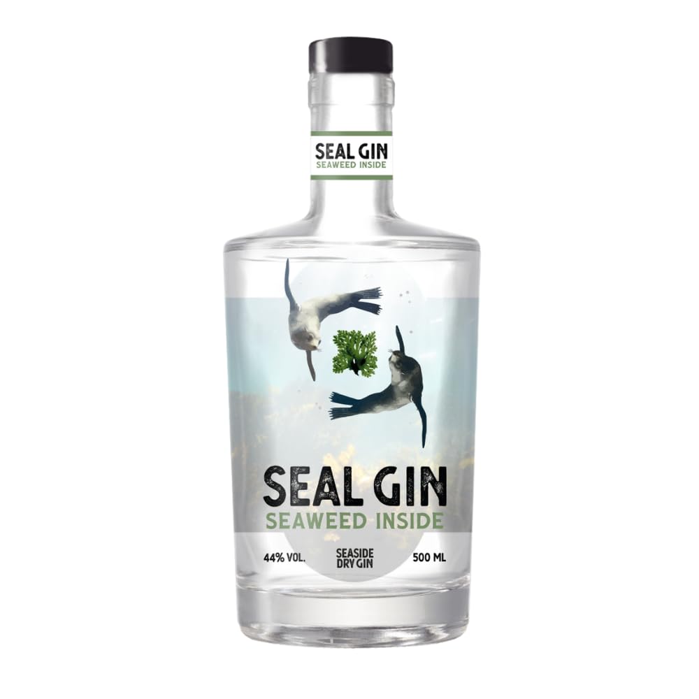 SEAL GIN Seaweed Inside | Maritimer London Dry Gin 0,5 l | Mit Rot-, Grün- & Braunalgen aus nachhaltigem Anbau | Botanicals: Wacholder, Koriander, Engelwurz, Gurke & Dill | 44% Vol.