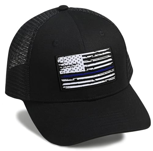 Image of American Flag Hat, Baseball Cap for Men Women, Adjustable Snapback Hats USA Flag Trucker Hat Black