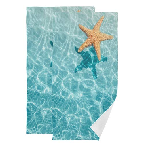 Vkpschj Starfish Beach Hand Towels For Bathroom 2 Pack Summer Tropical Ocean Fingertip Towels Kitchen Decorative For Bath Hotel Gifts #TOP6
