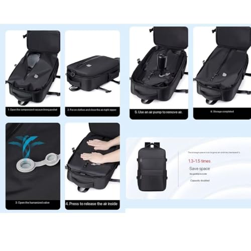 Expandable vacuum compression backpack with large capacity for business travel (Pink+pump)4