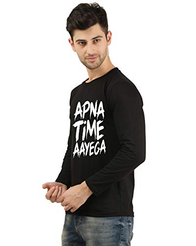 Image of Apna Time Aayega Printed Regular Fit Full Sleeves T-Shirts for Men