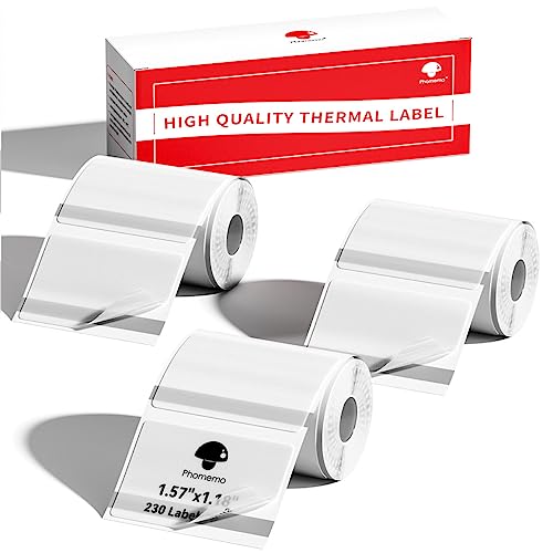 Image of Phomemo Labels- 3 Rolls Thermal Clear Label- M110 /M221 /M220 /M120 /M200 Transparent Thermal Paper 1.57 inchx1.18 inch(40x30mm)- Sticker Label for Logo /Barcode /Stickers /Address Labels