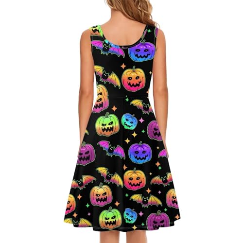 Image of TOADDITDO Women's Sleeveless O Neck Beach A-Line Party Coctail Tank Dresses Flared Sundress