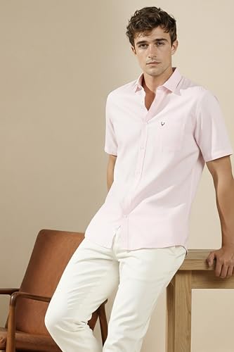 Image of Allen Solly Men's Linen Casual Shirt | Solid | Half Sleeve | Breathable Premium Linen | Summer & Vacation Wear