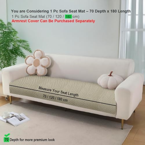 Image of Amazon Basics - Velvet Quilted Make Your Own Sofa Cover | 3 Seater | Multi-Layered Fabric | 180cm x 70cm | 350 GSM | Color - Beige