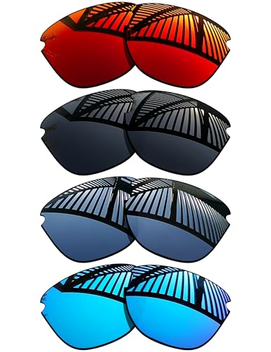 Image of 4 Pairs Replacement Lenses for Oakley Frogskins Lite OO9374 63mm Sunglasses - Solid Black+Titanium+Ice Blue+Fire Red