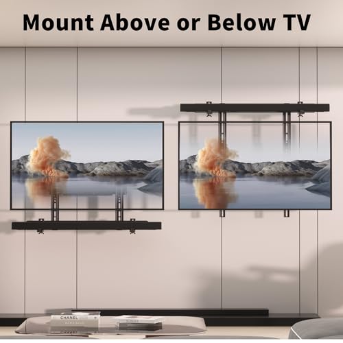 Image of XINLEI Universal Soundbar Mount with Holes /Without Holes, Sound Bar TV Bracket for Speaker Non-Slip Base Holder Extends 3.46 inch-6.1 inch,Support 20lbs SBR501