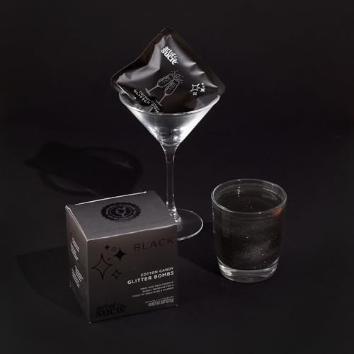 Image of Art of Sucre Black Cotton Drink Candy Glitter Bombs, Edible Glitter, Drop into Drinks, 4 Pieces