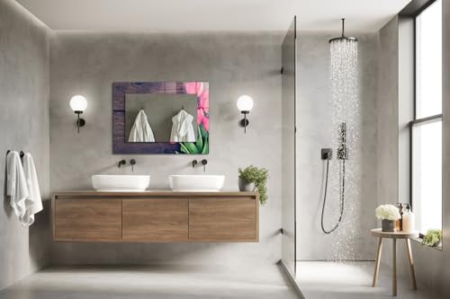 Miroir rectangulaire moderne 80x60cm en tulpenholz rose pour decoration murale