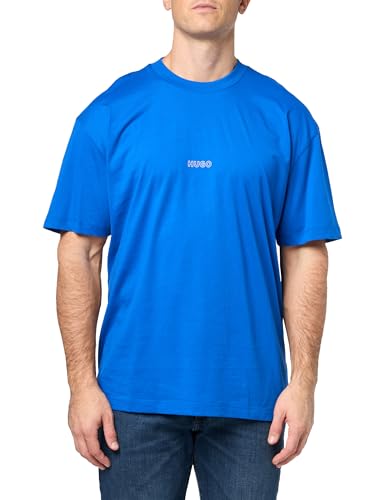 Hugo T-Shirt en Jersey de Coton Homme Noir avec Logo au Dos