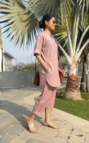 Image of Cord Set for Women Cotton Stylish Co Ord Outfit Kurta Pant Western Office Casual Summer Wear Style Coord Sets for Women Stylish Dress Daily Use Co Order, Coat, Cod, Cot, co-ord, corts