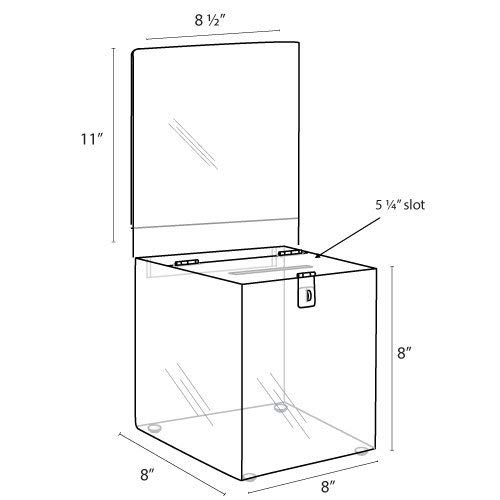 Acrylic Raffle Box With Lock And Sign Holder, Charity Donation And Ballot Box, Suggestion Box - Plastic Comment Box - Plexiglass Collection Box - Complaint Box With Slot - (Clear Box 6.25" X 6.25") #TOP1