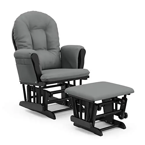 Storkcraft Premium Hoop Glider & Ottoman (Black with Gray) —