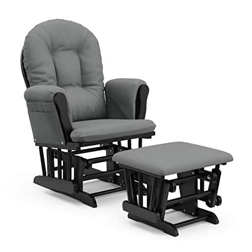 Storkcraft Premium Hoop Glider & Ottoman (Black with Gray) —