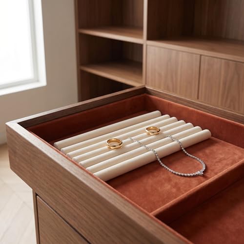 Dzrige 8PCS White Velvet Jewelry Box Inserts Cut to Size Drawer Organizer Dividers Sponge Tray Partition for Rings Earrings in Home Boutique — view 3