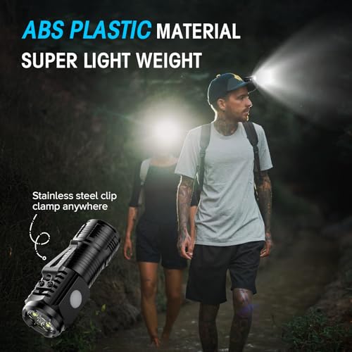 LETMY Rechargeable Mini Flashlights with Magnetic Base, 4 Pack Bright 3 LED Flash Lights, Small EDC Flashlight with Belt Clip, 4 Modes Portable Rechargeable Flashlights for Emergency Camping Home by LETMY - Image 3