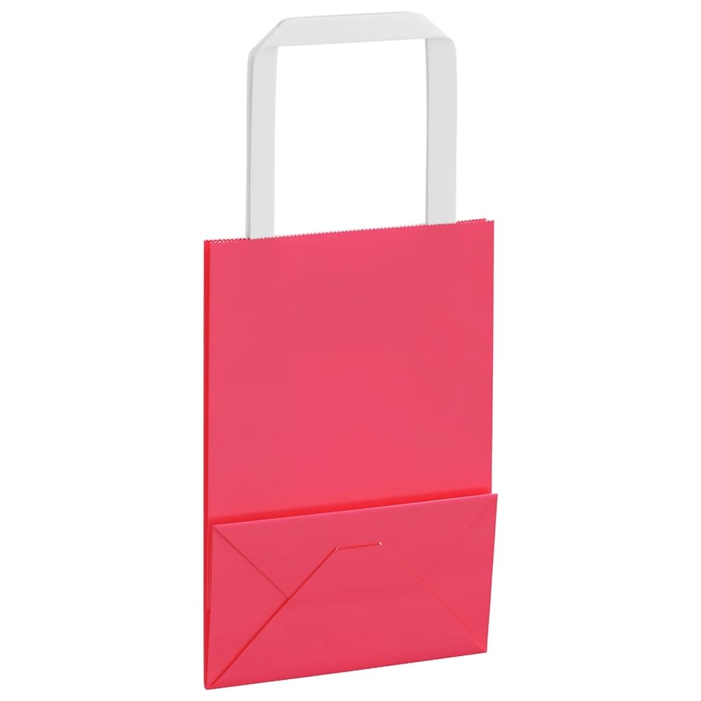 Bolsas de papel 250 piezas con asas rosa 15 x 8 x 21 cm