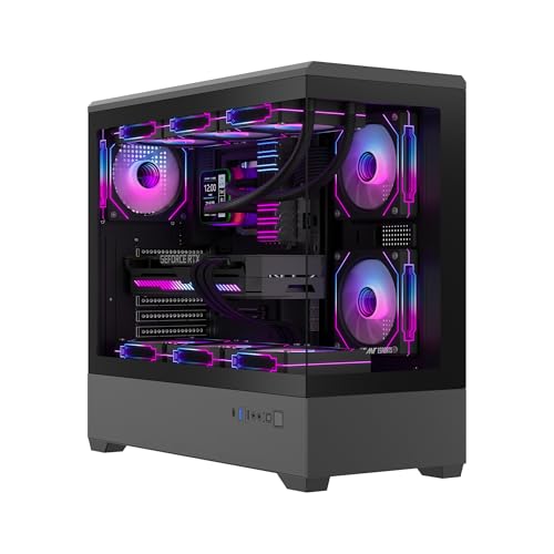 Image of Ant Esports Crystal X6 Lite Mid-Tower Computer Case /Gaming Cabinet - Black | Support E-ATX, ATX, Micro-ATX, Mini-ITX | Pre-Installed 6 ARGB Fans