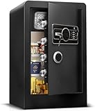 AltiKeep 1.2 Cu Ft Safe Box for Home Office Security with Sensor Light -Secure Safety Lock Box for Jewelry Cash Documents, Electronic Keypad Anti-Theft Alarm, Adjustable Shelf, Hidden Key Lock