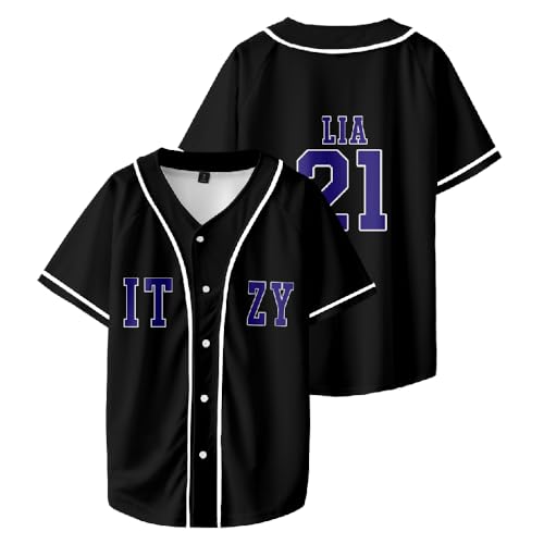 ITZY - Camiseta de béisbol negra para primavera y verano, para hombre y mujer,...