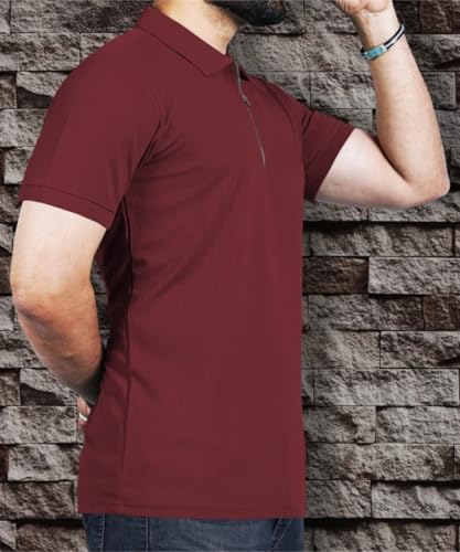 Image of Men's Polyester Rich Solid Polo Tshirt | Collar Tshirts | Half Sleeves | Plain-Regular Fit