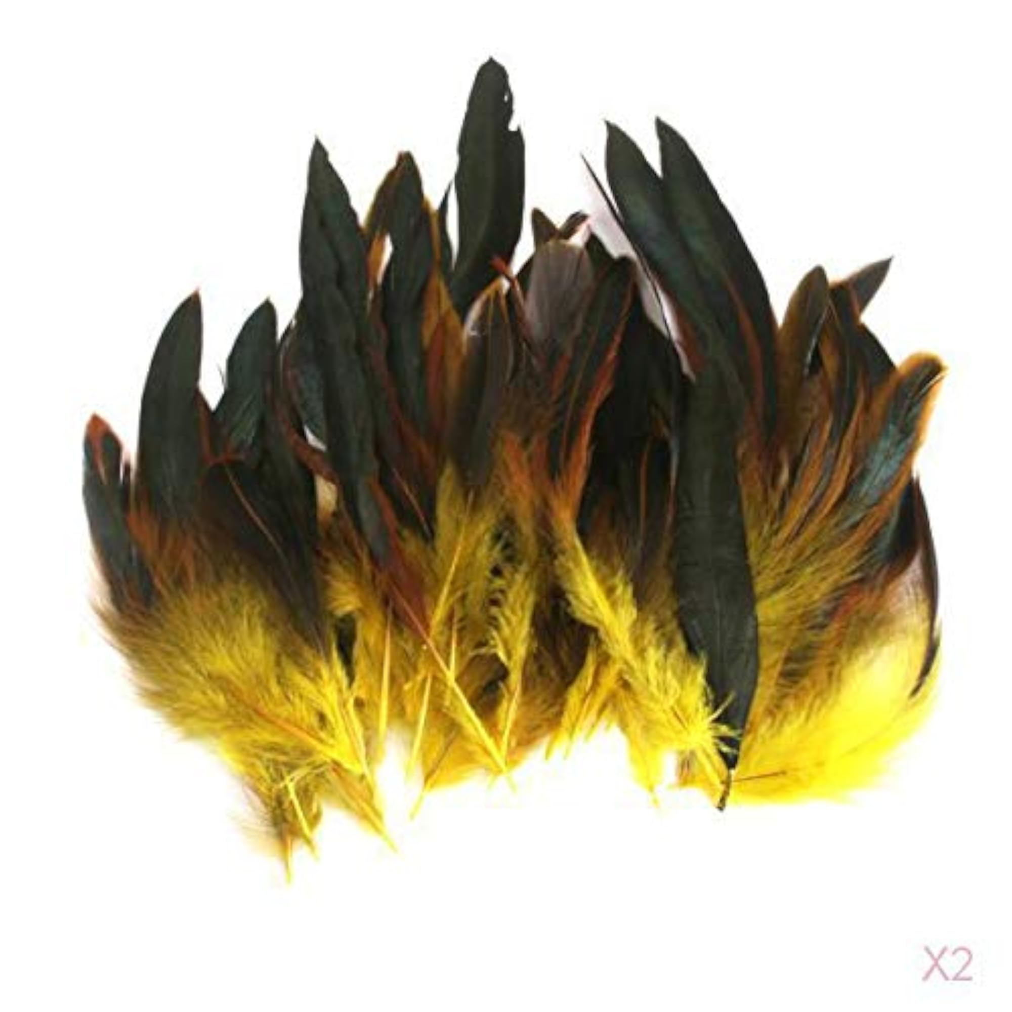 50x Beautiful Rooster Feathers, Yellow