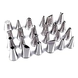 Juego de boquillas de acero inoxidable para repost Boquillas De Tubería Acero Inoxidable Paquete 24 Plata for Decoración Pasteles
