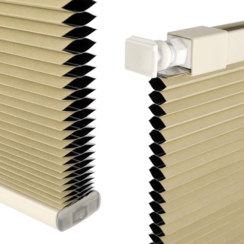 FabuBlinds Cordless Cellular Shades, No Drill No Tools Honeycomb Window Blinds, Blackout Light Blocking Cellular Shades for Window, Thermal Insulation Blinds, Easy to Install, Light Cream 33"W x 48"H by FABUBLINDS - Used condition - Image 3