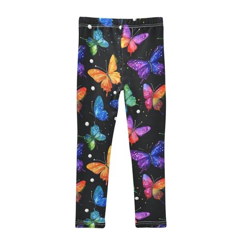 Girls Leggings Colorful Butterfly Black Kids Length Leggings Pants Toddler Athletic Soft Tights Trousers 4T2