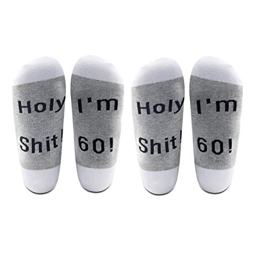 LEVLO 30th 40th 50th 60th Birthday Gift for Women or Men Funny Socks Holy shit I am 30 40 50 60 Best Friend Gift (2 Pairs/Set-60th)