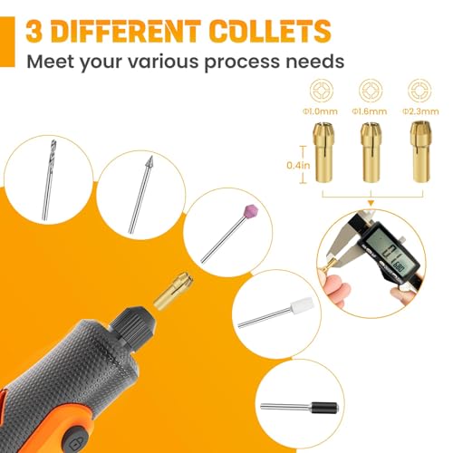 HARDELL 69pcs Rotary Tool Accessories, Power Rotary Tool Accessories kit with 1.0/1.6/2.3mm Diameter Shanks, Universal Rotary Tool Bits for Woodworking, Drilling, Engraving, Polishing, Carving - Image 4
