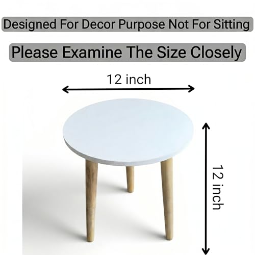 Image of Modern Round Side Table with 3 Wooden Legs, Minimalist End Table /Coffee Table for Living Room, Bedside Nightstand for Bedroom, Balcony & Small Spaces